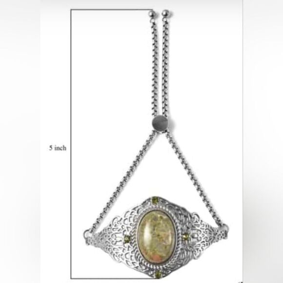 Unakite and Green Austrian Crystal Bracelet - Picture 12 of 16